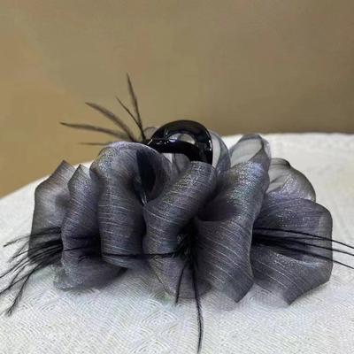 Síťovaná mašle klip do vlasů ženy dívky sladký elegantní černý velký klip do vlasů nakupování svatba denní vlasové drápy vlasové doplňky