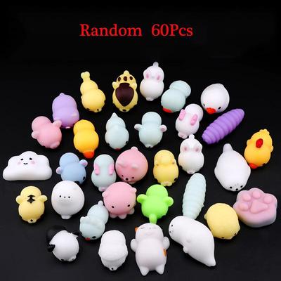 60PCS  Kawaii Animal Squishy Toys for Kids Antistress Ball Squeeze Party Favors Stress Relief Toys for Boys Girls Birthday Gifts