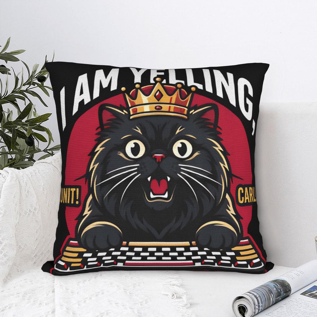 I Am Yelling Carl Donut Cat Meme Pillow Cover Retro Trendy Pillow Case For Living Room Sofa Print Pillowcases Birthday Gift