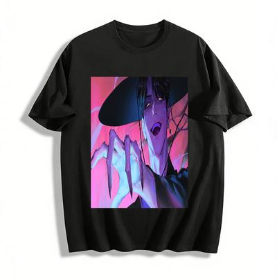 Dark Evil Fanged Wizard Print Trendy T-Shirt Unisex Cool Street Style Loose Breathable Top Pure Cotton T-shirt