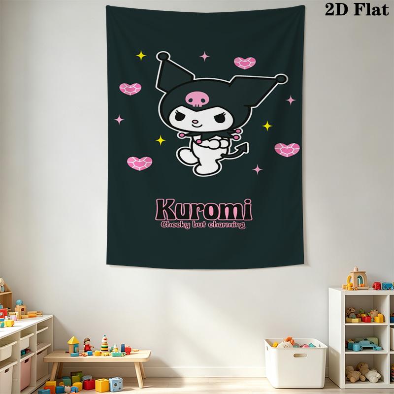 Kuromi'S Magical Adventure Tapestry Background Cloth Wallmounted Home Decor Work Of Art Background Cloth