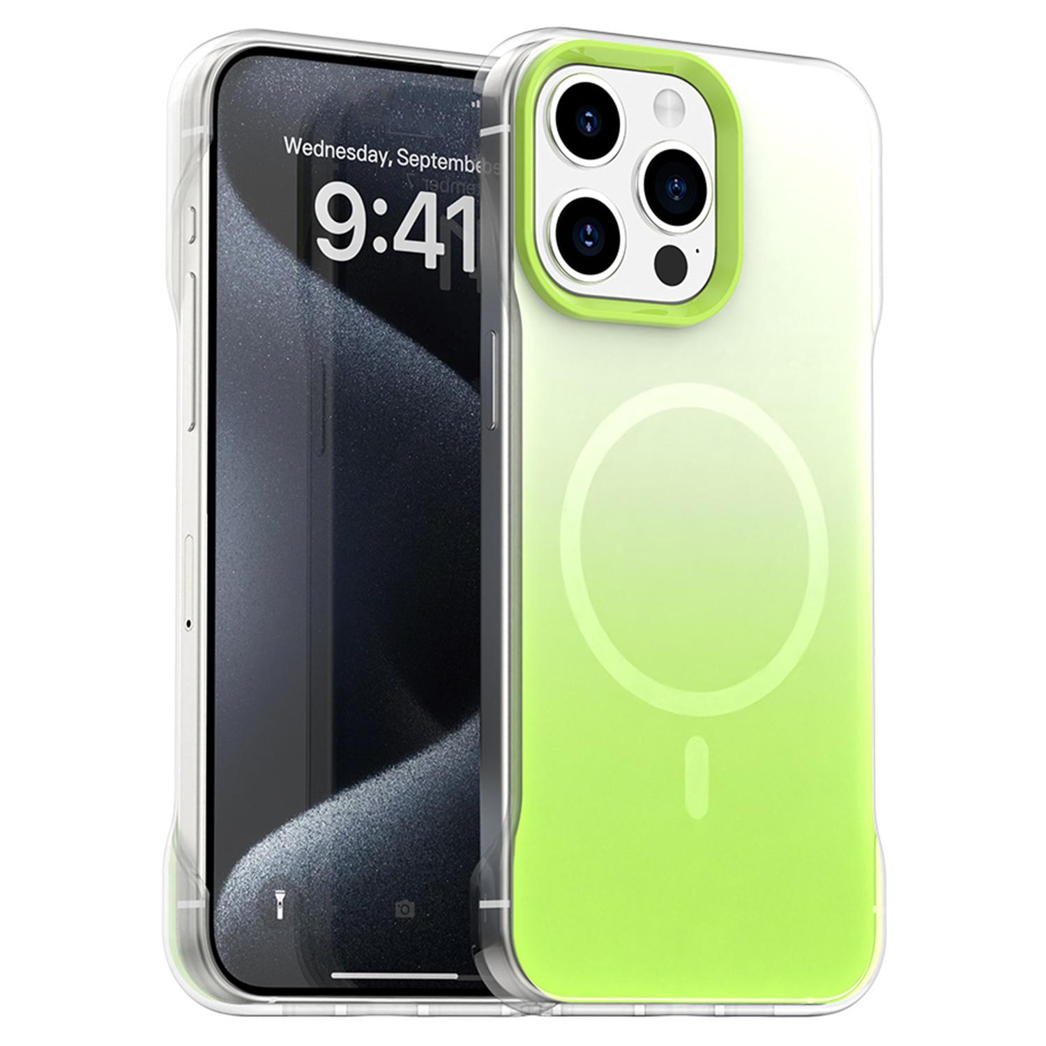 

For iPhone 15 Pro Case Compatible with MagSafe Frameless TPU PC Phone Back Cover Green