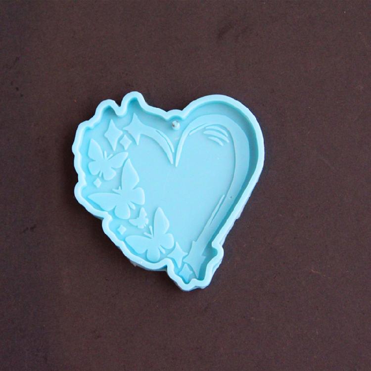 Resin Casting Keychain Mold for Butterfly Heart Shape Silicone Mold for Epoxy Re