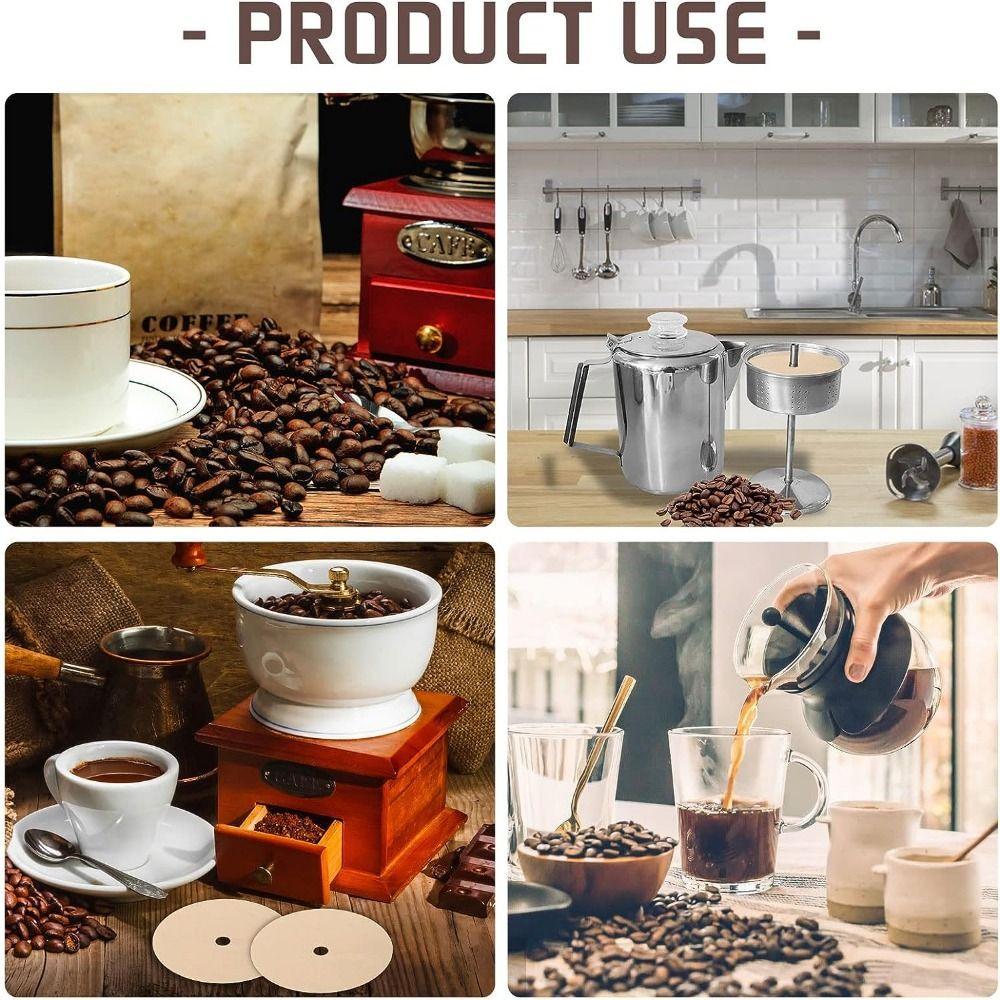 200Pcs 3.75 Inch Replacement Filter Pack Natural Round Coffee Filter Paper  Home Office Use