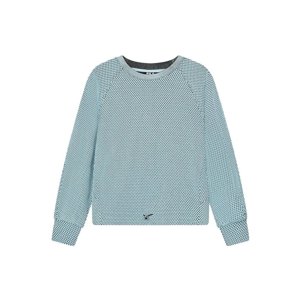 FILA Emerald Solid Color Round Neck Casual Pullover Sweatshirt Women sweatshirt Lake-Blue F11W414218F-LB