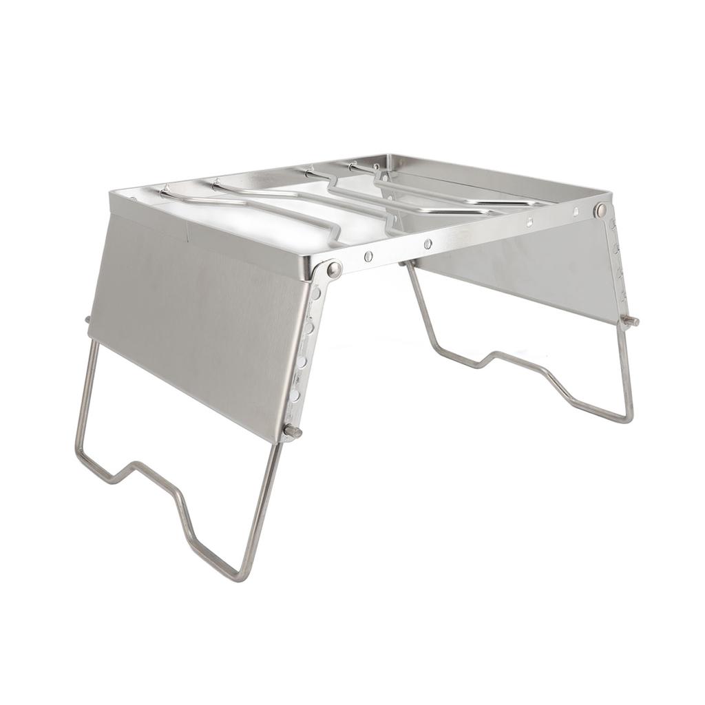 Stove Stand Rack Stainless Steel Silver Foldable Multifunctional Portable Picnic Pot Bracket for Camping Traveling