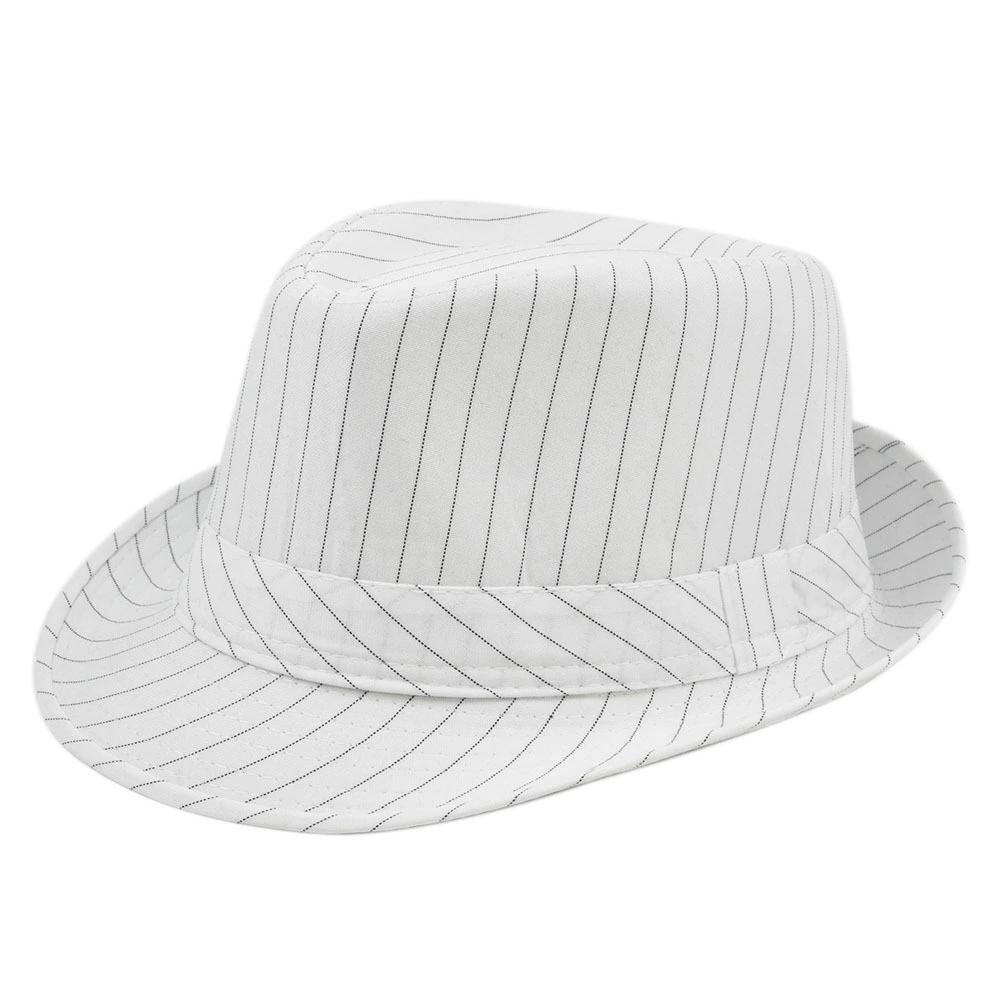 Jazz Men s Outdoor New Striped Fabric Sun Hat Fedora Black and White Casual Couple British Hat Spring and Autumn