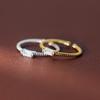 Twisted Zircon Braid Open Square Finger Ring - Blogger Style High-End Niche Design