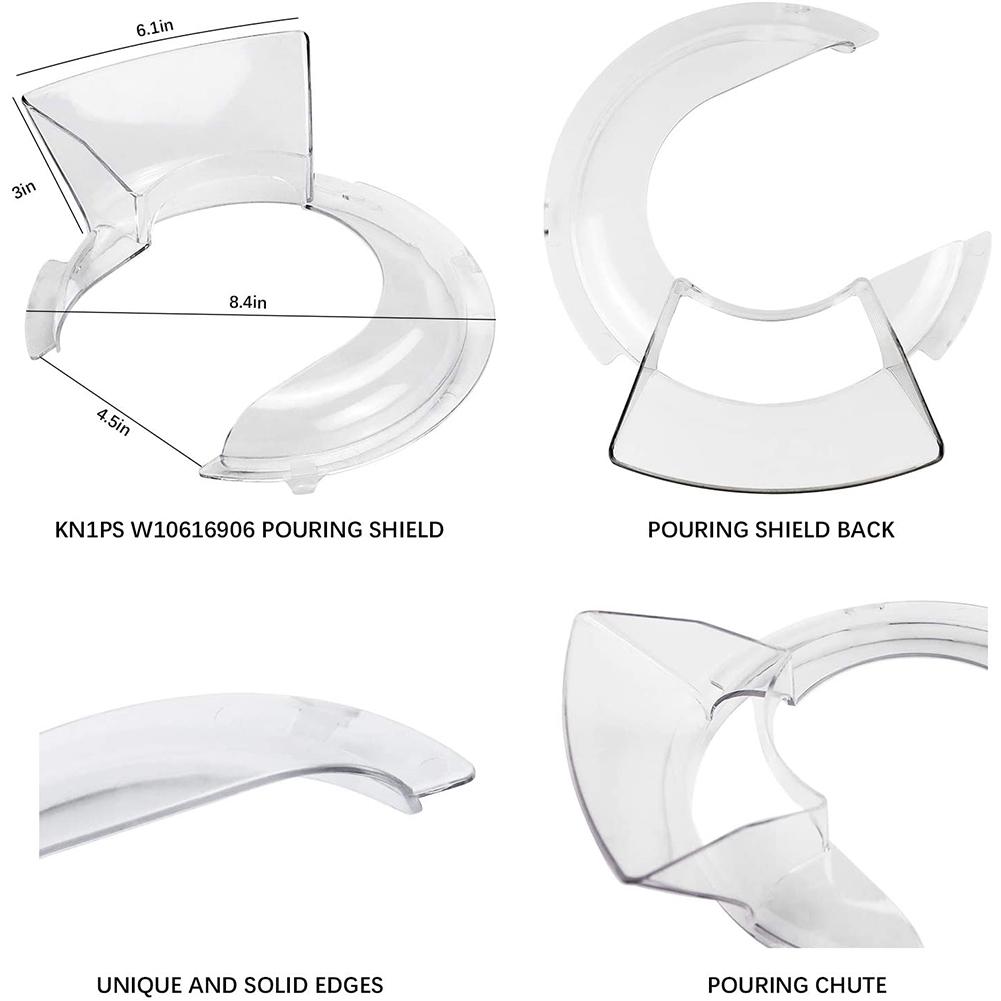 Stand Mixer Flat Beater K45B WPW10672617 & KN1PS W10616906 Mixer Bowl Pouring Shield Replacement for 4.5/5 Quart