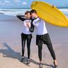 Couple’s Two-Piece Wetsuit Set: Women's Long Sleeve Swimsuit & Pants with Sun Protection, Slimming Fit, and Men's Snorkeling Jellyfish Suit