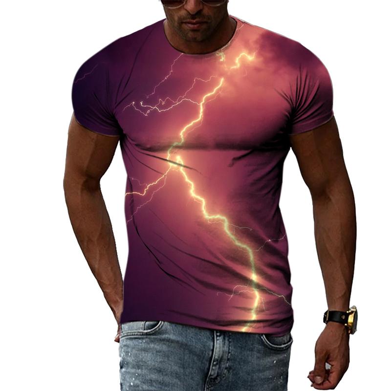 Nowa moda 3D fajna błyskawica męska koszulka letnia dorywczo ciekawy wzór t-shirty z nadrukiem osobowość Trend koszulka Harajuku
