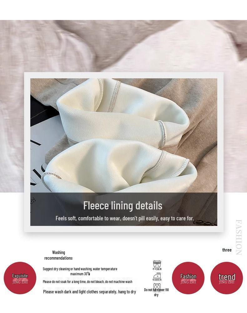 Europäischer Stil Kapuzen-Fleece-Sweatshirt & Weitbein-Hosen Set für Damen - Herbst/Winter Mode Freizeit Sportbekleidung Zweiteiliges Set