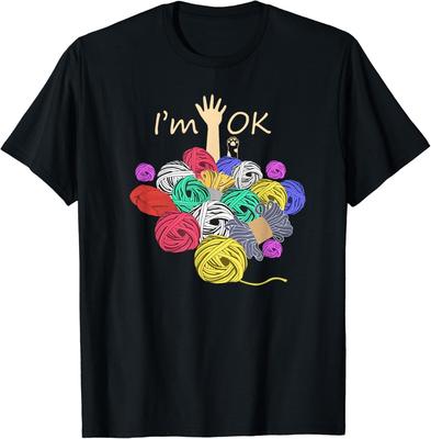 I'M Ok Yarn Crochet Knitting Funny Cat Lovers Crafting Gift Unisex T-Shirt