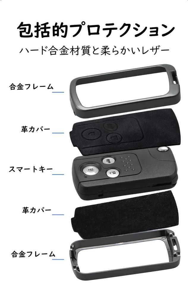 [KUNIO] Honda Dedicated Key Case, Smart Key Holder, PU Leather, Alloy, For Cars, Civic,