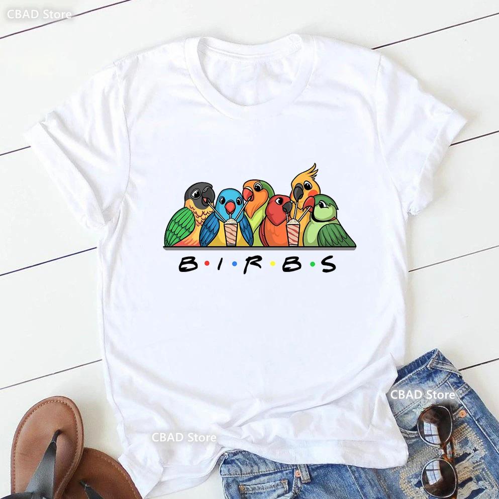 Cute Cockatielsparrot Bird Lovers Print T Shirt Girls Sunflower Flowers Tshirt Unisex Harajuku Kawaii Clothes Summer Tops Tee