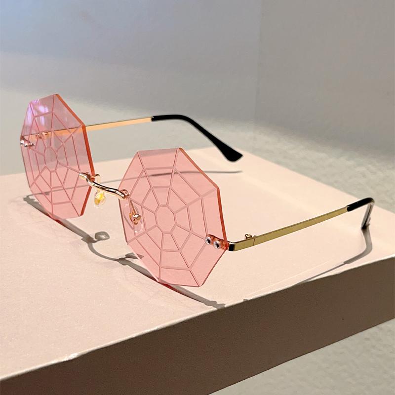 Cobwebs Shaped Sunglasses Men Rimless Stylish Funny Decor Shades Women Ins Trendy Chic Brand Design Rave Sun Glasses
