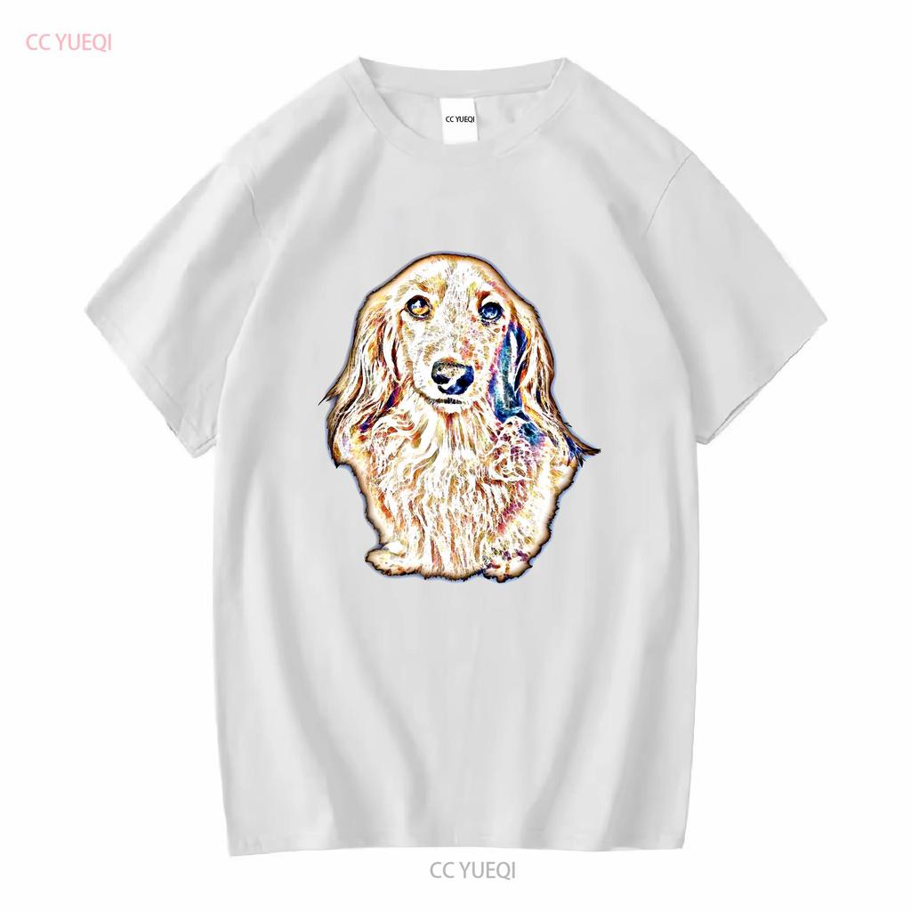 NEW LIMITED Long Hair Dachshund Cute Doxie Wiener Dog Lover T Shirt vintage Washed homme streetwear Casual Stylish Soft