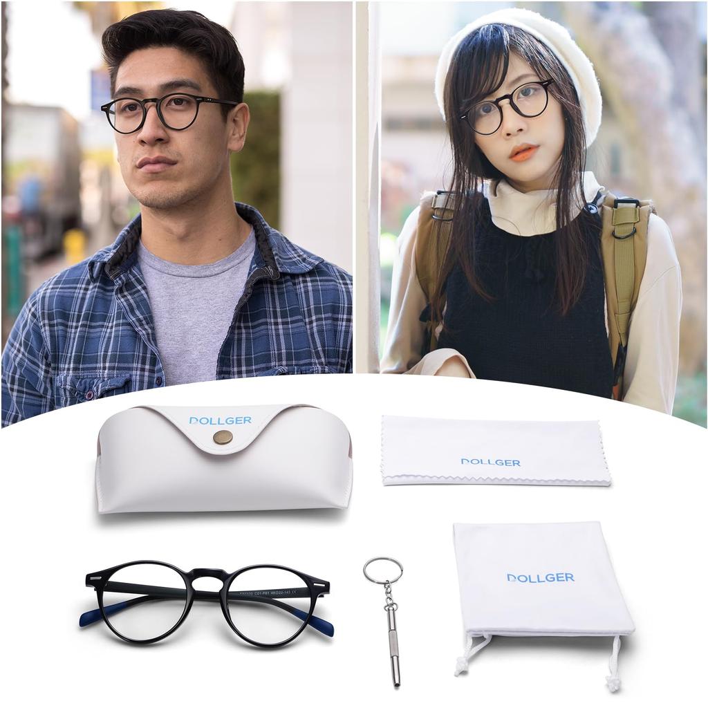 Blue Light Blocking TR90 Photochromic for Fashion UV Ultra [Dollger] Glasses, Color-Changing, Computers, Glasses, Round, Protection, Unisex,