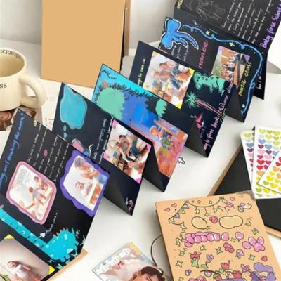 1 Set Accordion Scrapbook Album Foldable Stretchable Photo Album with DIY Materials Memory Book Crafting Kit for Scrapbooking Journaling Gifting