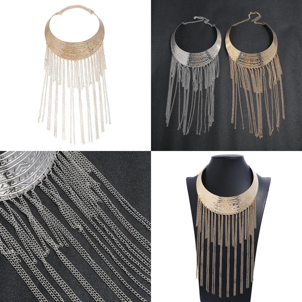 Fashionable Retro Multi Layer Tassel Design Women Metal Necklace For Daily Fashion Accessory