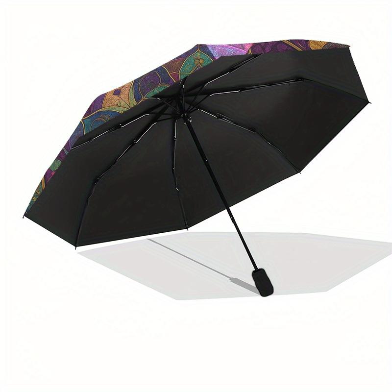 Colorful Mandala Art Print: Vibrant Floral Design for WallsUmbrella, Portable 3-Fold Compact Umbrella,Christmas Gift ES387