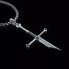 Personality Gothic Silver Color Warrior Broken Sword Cross Pendant Necklace for Women Men Hallowmas Hip-hop Punk Jewelry Gifts