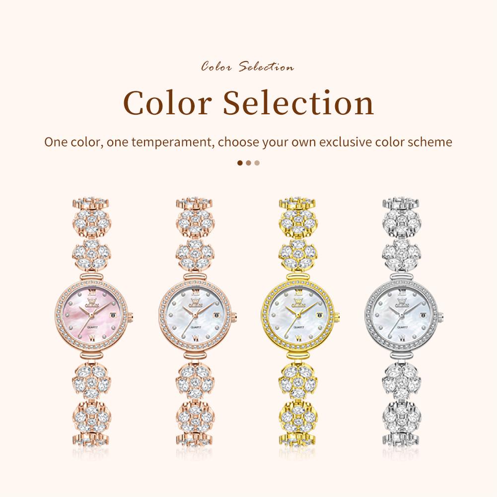 New OLEVS Rose Gold Women Watches Rhinestone Bracelet Ladies Wrist Watches Luxury Brand Womens Watch Female Relogio Feminino
