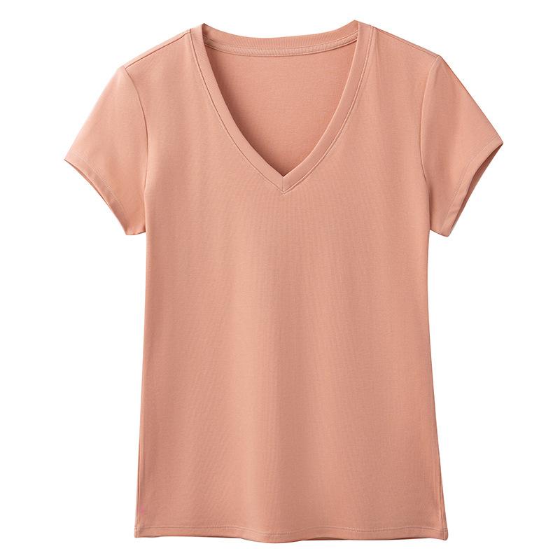 

Новая летняя футболка женская с SV-образным вырезом, тонкая нижняя рубашка, однотонная верхняя женская одежда на подкладке XXL жёлтый