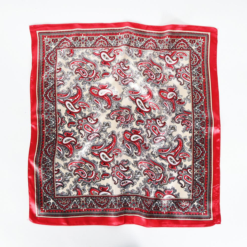 Professional Suit Silk Scarf 60Cm Satin Imitation Silk Small Square Scarf Retro Cashew Print Silk Scarf Women