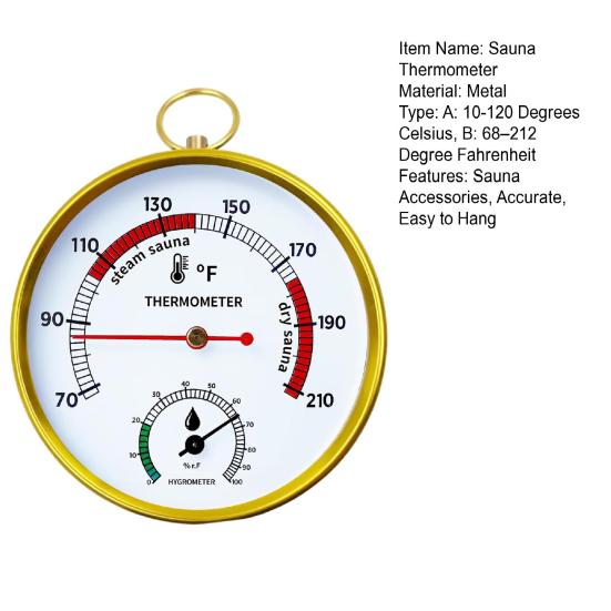 Hanging Sauna Thermometer Hygrometer 2-In-1 Indoor Sauna Room Sauna Centigrade Fahrenheit Temperature Humidity Monitor Gauge Sauna Accessories