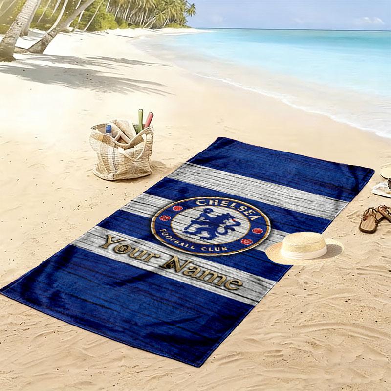 Chelsea F Custom Name Print Beach Towel, Large Soft Quick Dry Towel for Beach Camping Swimming