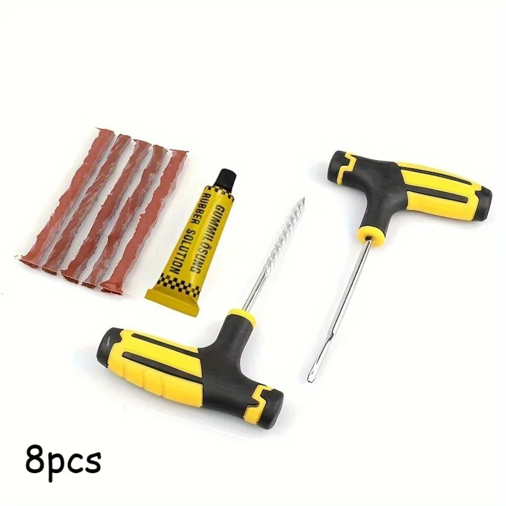 Car Tire Repair Kit with Tools & Adhesive – Durable Plug Strips Included, Uses for Tubeless Tyre Emergency Puncture Fix