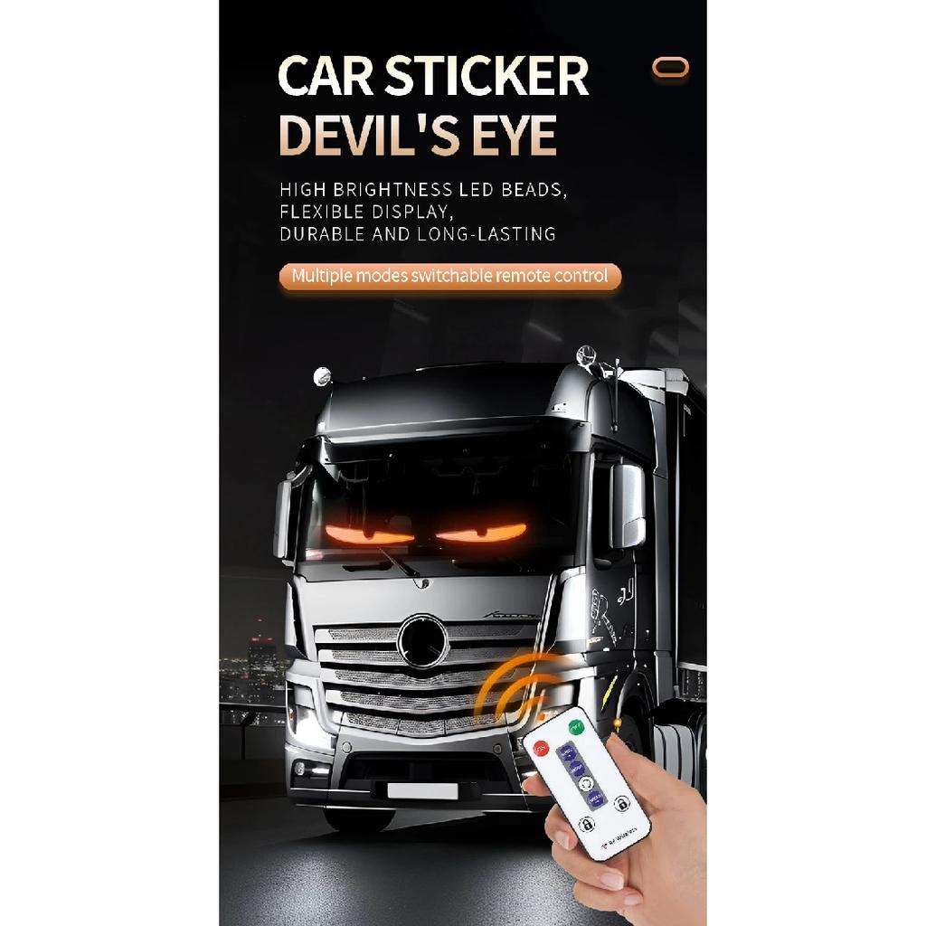 Truck Car Devil Eye LED Pixel Panel Light Remote Control Soft Foldable Lighting Scrolling For Board Windshield 12V 24V