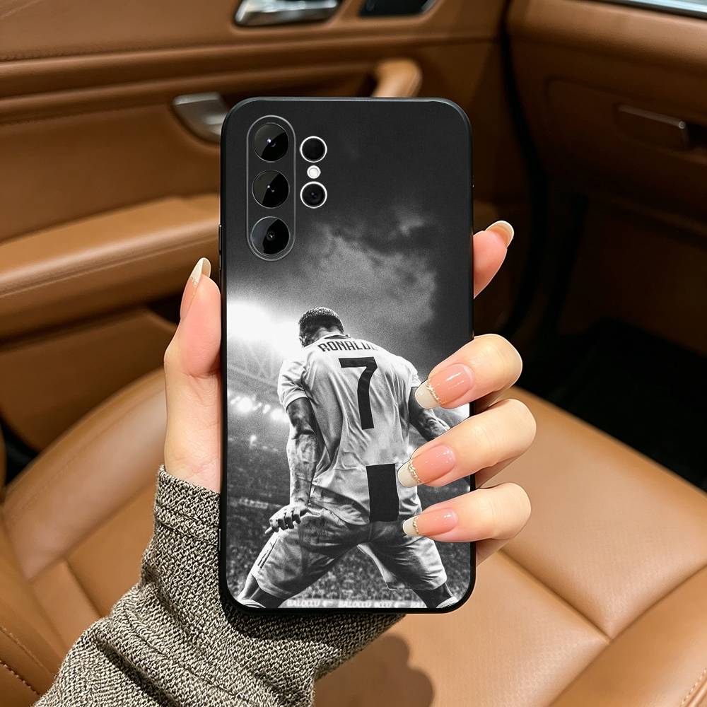 C-R-7 R-Ronaldo Black Soft Silicone Phone Case for Samsung Ultra S25, S24, S21, S22, S23, S30, Plus, FE, Lite