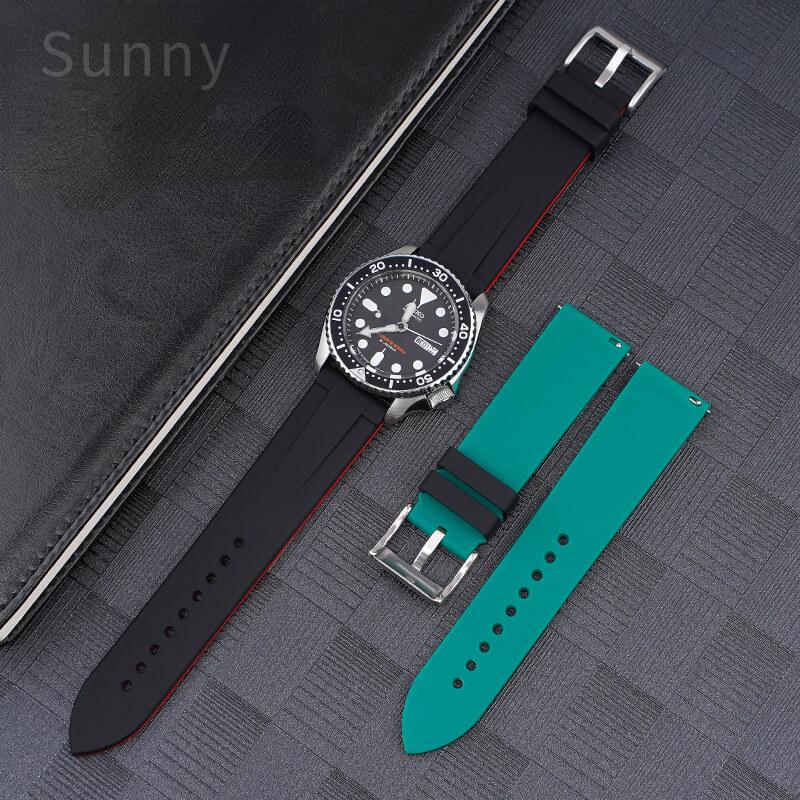 Sport Wasserdichtes Silikonkautschuk Uhrenarmband Männlich und Weiblich für Rolex Seiko Nein. 5 Huawei GT20 22mm Schnellverschluss
