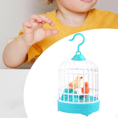 Chirping Bird In Cage Birdcage Toy Lifelike Sounds Voice Activated Induction Birds Electric