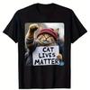 [100% Cotton] Cute Cat Activist Cat Lives Matter Statement T-Shirt