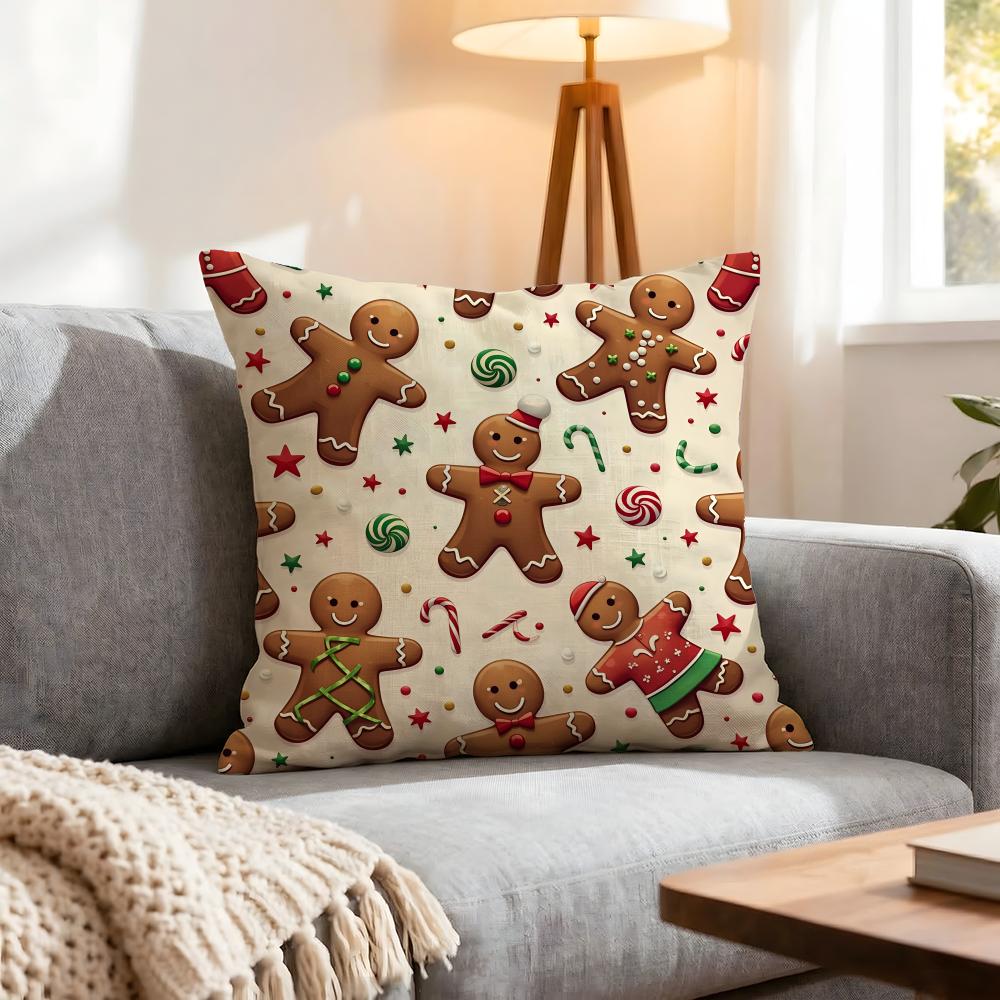Doll Adorable Ginger Bread Cushion Cover 1Pcs Decorative Covers Soft Cushion Case For Sofa Couch Decor 40X40 45X45 Pillowcases