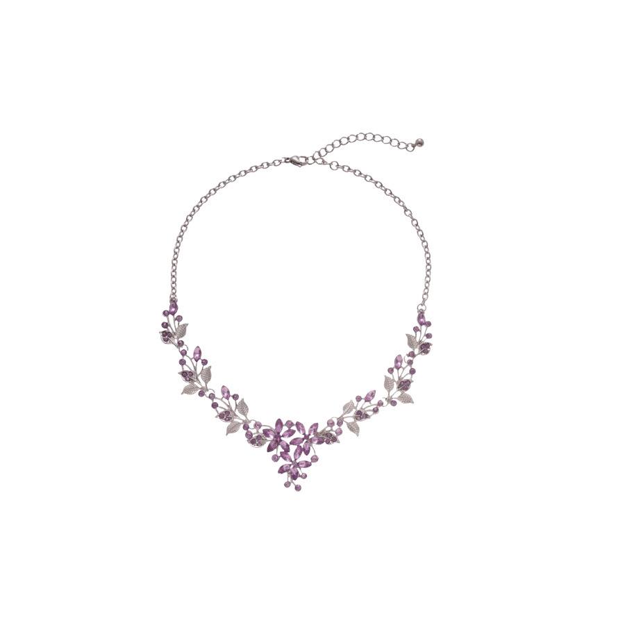 Luxury Rhinestone Leaf Flower Clavicle Necklace & Earring Set for Women