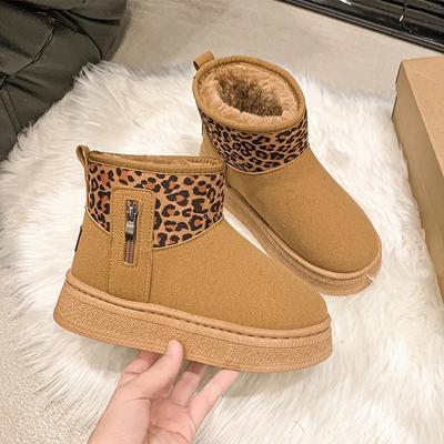 Mode Damen Leopardenmuster Schuhe Winter Neu Bequem Warm Damen Schneestiefel Rutschfest Abriebfest Mode Plüsch Kurze Stiefel Heiß