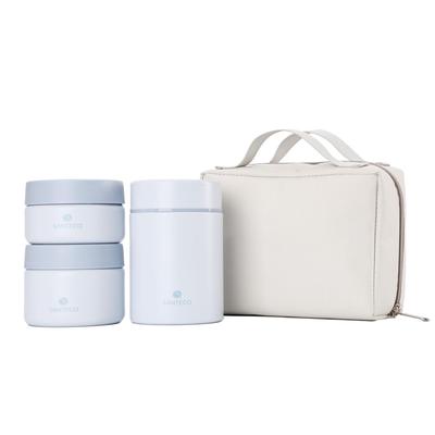 SANTECO Vacuum Insulated Soup Lunch with Lunch Insulated Bento and Dedicated Perfect for Picnics and Clubs Cloud Set, 1050ml, Jar, Box, Spoon, Bag,