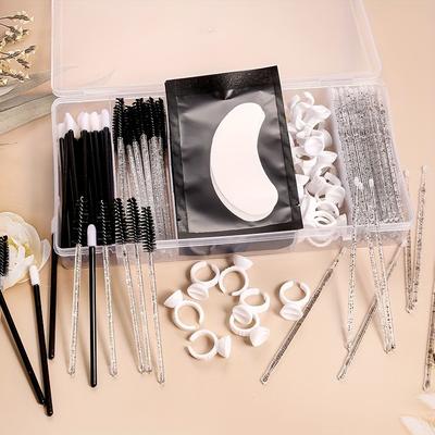 130 Pcs Set Glue Tweezer Organizer Makeup With Cover Rectangle Vertical 5 Grid Eyelash Extension Tool Storage BoxHolder Makeup