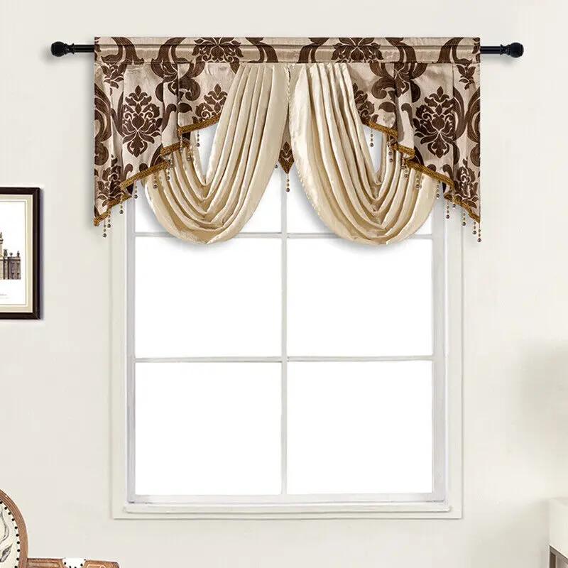 51,9x29,5 Zoll Europäischer Stil Quaste Floral Fenster-Abschlussleiste Luxus Kurzer Vorhang Kopf Vorhang für Wohnzimmerfenster