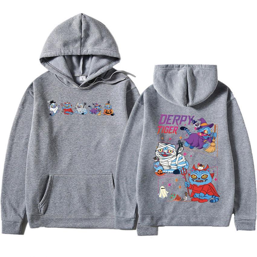 Dam KPop Demon Hunters Derpy Tiger Dubbelsidig Tryck Gotiska Huvtröjor Hipster Herr Sweatshirts Tröja Tonåringar
