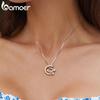 BAMOER 925 Sterling Silver Gold Meteor Pendant Necklace Moon and Star Neck Chain for Women Birthday Gift Fine Jewelry