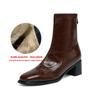 Krazing Pot Microfiber Square Toe Med Heels Elastic Boots Size 43 Slip On Women  Basic Design Ankle Boots