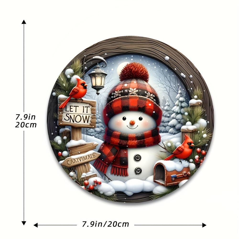 Christmas Wreath Center Decoration - Wooden Circular Festival Wall Door Hanging Decoration Snowman Christmas Home Decoration