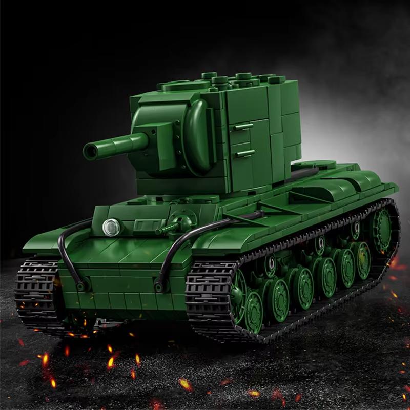 1321pcs Soviet KV-2 Heavy Tank NO.97005 Model MOC Building Blocks Historical Military Collectible Educational Toy