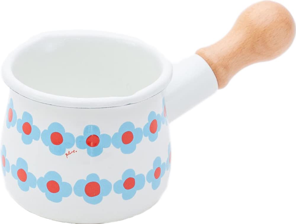 Tamahashi Mini Enamel Milk Pan, 550ml, for Gas Stoves Only, Made in Japan, Prune White, OHANA TYJ-731