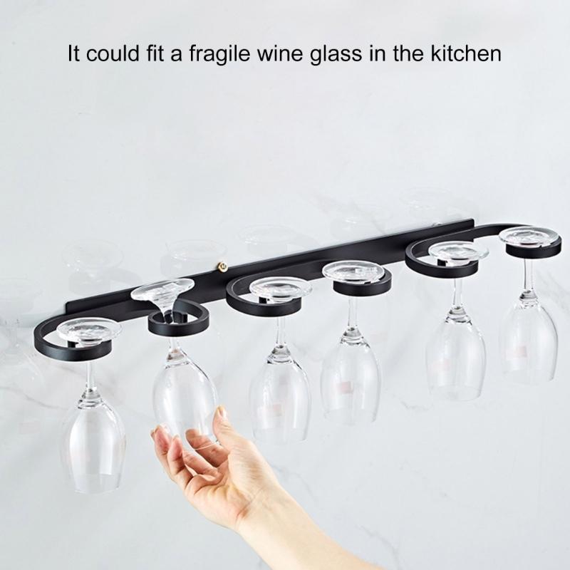 Set of 2 Under Cabinet Wine Glass Hangers Elegant Metal Stemwares Rack Wall Mounted Glass Holder for Kitchen Bars